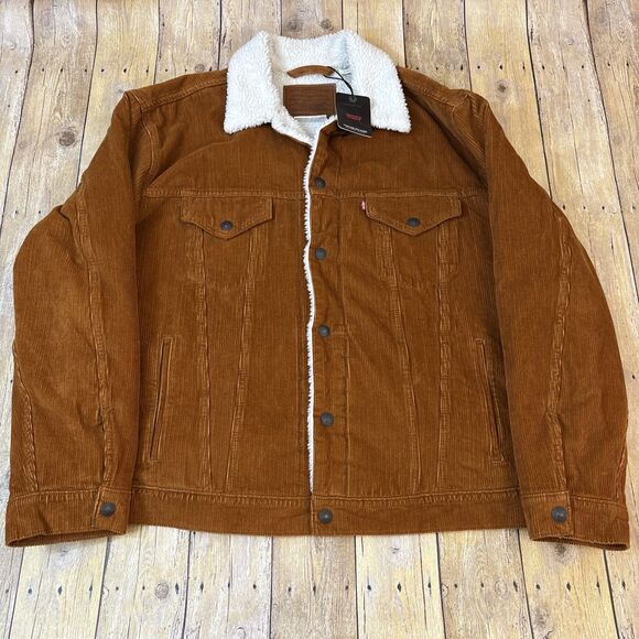 Levis Corduroy Sherpa Trucker Jacket Levis Premium Vintage Fit Mens XL NEW NWT - Picture 1 of 13